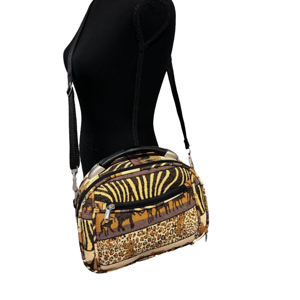 Hard Case Safari jungle Animal Tapestry retro Carry-on Bag‎ purse Roller Strap